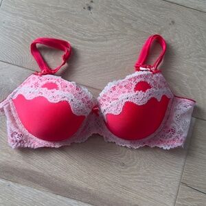 Victoria's Secret Dream Angels Lined Demi Bra in Hot Pink and Sequins 34C